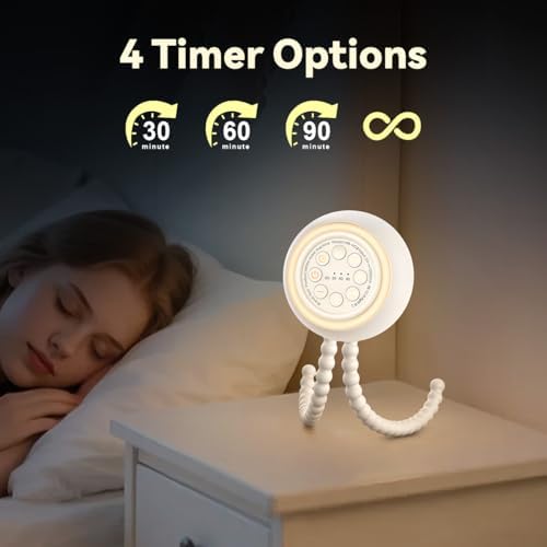 Easysleep Portable Sound Machine for Baby Adult White Noise Machine with 30 Soothing Sounds 32 Volume Levels 4 Timer Sleep Soother Rechargeable Shush Brown Noise Machine for Home, Travel & Office - Image 4