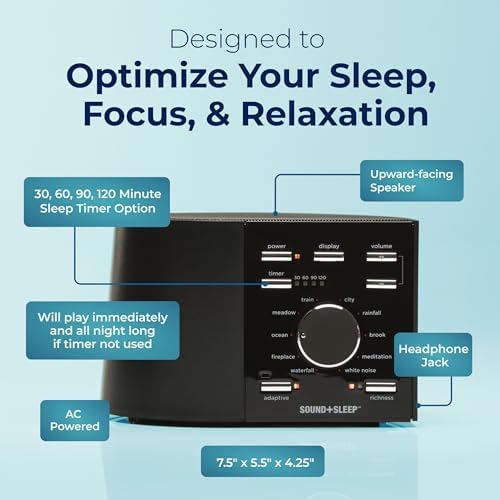 Adaptive Sound Technologies Sound + Sleep White Noise Machine, Black - Image 6