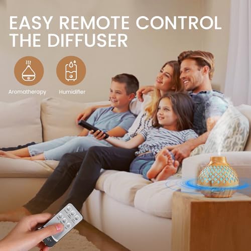 Aeshory Aromatherapy Diffuser & 12 Essential Oils Set, 550ML Aromatherapy Diffuser for Home, Ultrasonic Cool Mist Humidifier with Remote Control 4 Timer 7 Color LED Light, Waterless Auto Off, Light - Image 6
