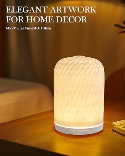Essential Oil Diffuser - 2.4 MHz Ultrasonic Ceramic Diffuser with Pulse/Continuous Mist & 3 Night Light Modes, Waterless Auto-Off, Silent Aromatherapy Diffuser for Home, Office, Gifting & Home Decor - Image 5