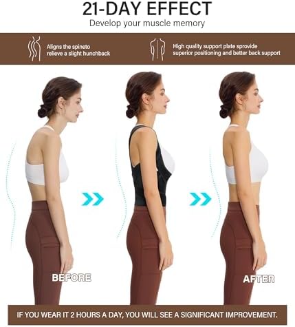URSEXYLY Back Brace Posture Corrector for Women Breathable Posture Brace Back Adjustable Full Back Support,Upper and Lower Back Pain Relief(Large,Black) - Image 3