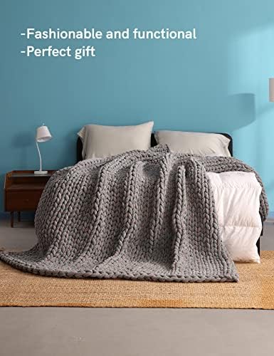 YnM Chenille Weighted Blanket, Handmade Chunky Knitted Design, Soft and Cozy, Temperature Regulating and Breathable, Machine Washable Throw for Sleep or Home Decor (Red Blue, 50x60 Inch, 10lbs) - Image 4