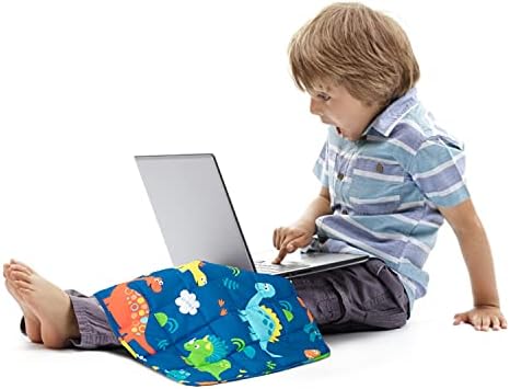Sivio Cotton Weighted Lap Blanket, 19"x21" 2 lbs, Blue Dinosaur by Sivio