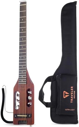 Traveler Guitar Ultra-Light Acoustic Guitar Antique Brown Left-Handed | Portable Acoustic with Removable Lap Rest | Full 24 3/4" Scale Headless Guitar | Custom Gig Bag Included by TravelerGuitar