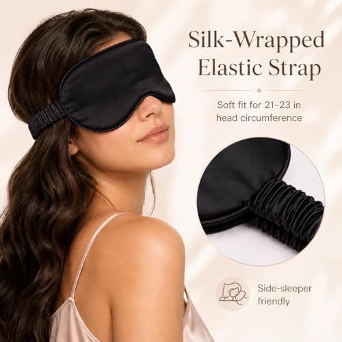 Silk Sleep Mask Light Blocking Luxury 100% Mulberry 19mm Silk Eye Mask Eye Cover Blindfold Ultra Soft Light & Comfy Anti Aging Skin Care with Travel Bag Gift Package - Image 4