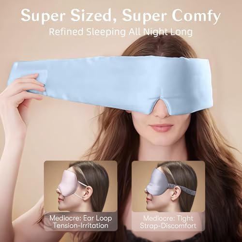 Silk Sleep Mask for Women and Men, Side Sleeper, 22 Momme Pure Mulberry Silk Total Blackout 100% Mulberry Eye Mask with Adjustable Headband Full Size, Eye Masks for Sleeping and Travel - Image 2
