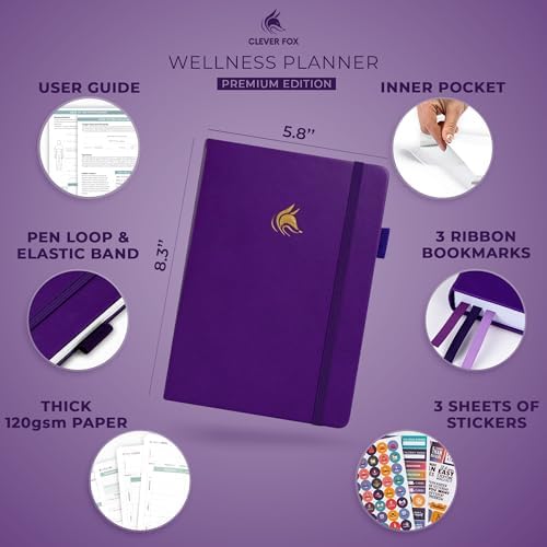 Clever Fox Wellness Planner & Food Journal for Weight Loss, A5 Purple - Image 2