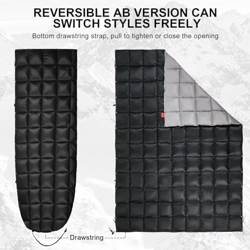 Down Camping Blanket - Lightweight, Packable, Warm & Puffy Outdoor Travel Quilt for Sleep, Hiking, Backpacking, Stadium, Festivals, Water-Resistant Sleeping Bag 55"x79" - Image 4