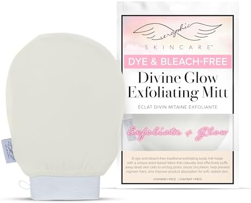 Divine Glow Exfoliating Mitt for Body 1pc, Body Exfoliator & Korean Glove by SeraphicSkincare