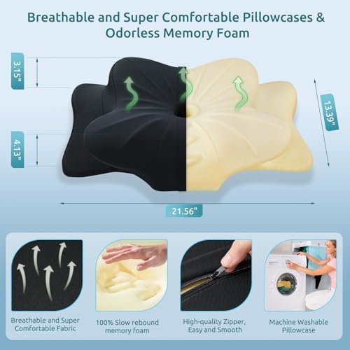 DONAMA Cervical Pillow for Neck and Shoulder Pain Relief, Cooling Contour Memory Foam Pillow, Dual-Height Ergonomic Neck Support Pillow for Side Back Stomach Sleepers with Removable Pillowcase - Image 4