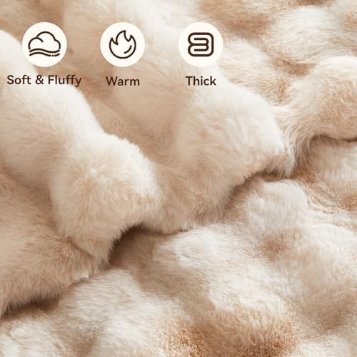 Anysay Faux Fur Throw Blanket, 1000GSM Fluffy Soft Bubble Blanket 80''*90'' - Image 2