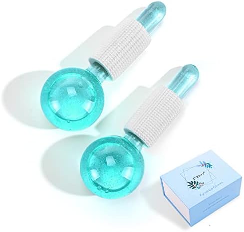 Ice Globes for Facials- Freezer Free Face Rollers with Essence for Daily Beauty Routines, Skin Massagers Globes Durable Quartz Glass for Reduce Puffiness Skin Cooling (Update Green) by CIBLUTY