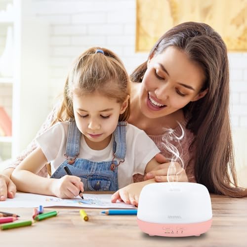 SEEDSEEL 300ML Essential Oil Diffuser with Remote Control, Aromatherapy Diffuser with 7-Color Changing LED Light for Home,Bedroom, Office - Image 3
