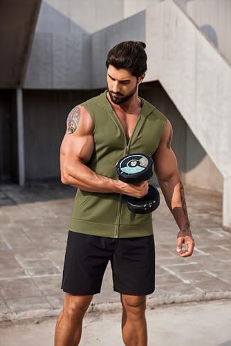 COOFANDY Men's Workout Hooded Tank Tops 2 Pack Zip Up Sleeveless Gym Shirts Muscle Cut Off T Shirt Bodybuilding Hoodies - Image 4