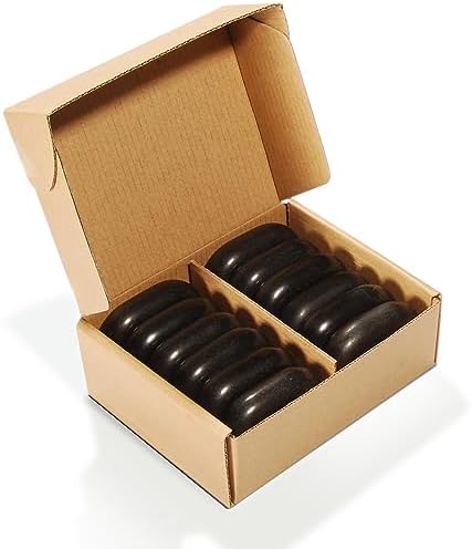 Master Massage 12-Piece Black Lava Hot Stone Set – Medium Oval Natural Basalt Stones for Professional Spa and Massage Therapy (2.6" x 1.9" x 0.7") by MasterMassage