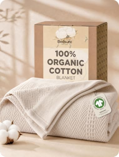 Bedsure PureWoven 100% Organic Cotton Waffle Luxury Blanket, Twin XL, Beige by Unknown