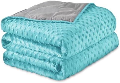 30LB Weighted Blanket for Adults 86"x 90" Aqua Color, 2-Sided Microfiber Blanket with Premium Glass Beads, Cooling & Heating All-Season Thick Blanket by WINKAURA