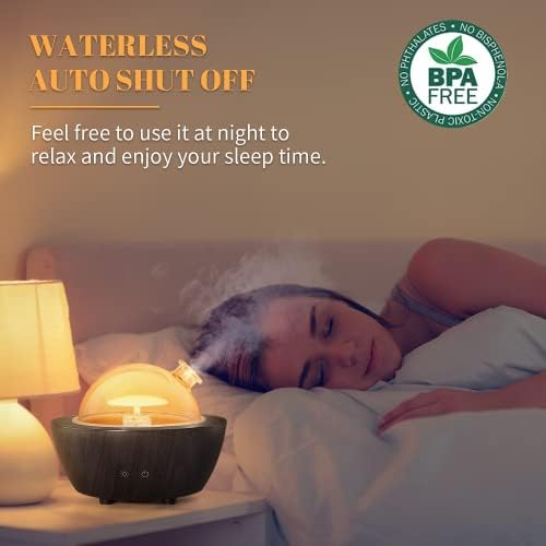Glass Essential Oil Diffusers ，280ml Aromatherapy Diffuser for Essential Oils Large Room， BPA-Free Cool Mist Humidifier with 7 Colors Lights Auto Off for for Office, Home, Yoga, Spa - Image 5