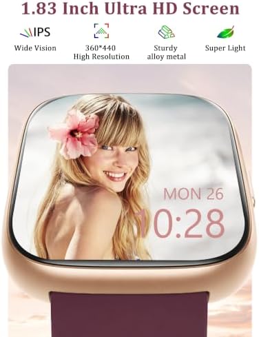LODIMEKE Smart Watch, Alexa Built-in, Answer/Make Calls 44mm Smartwatch Women Men, 1.83" Sports Watch IP68 Waterproof, Heart Rate Sleep Stress Monitor, Step Counter Watch for Android & iOS Phone - Image 3