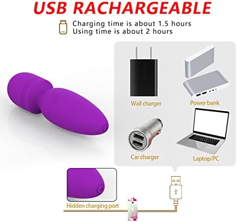 Portable mini Back Bullet Massager Waterproof Rechargeable Body Small Massager Fatigue Relieving Muscle Massager (Purple) - Image 4