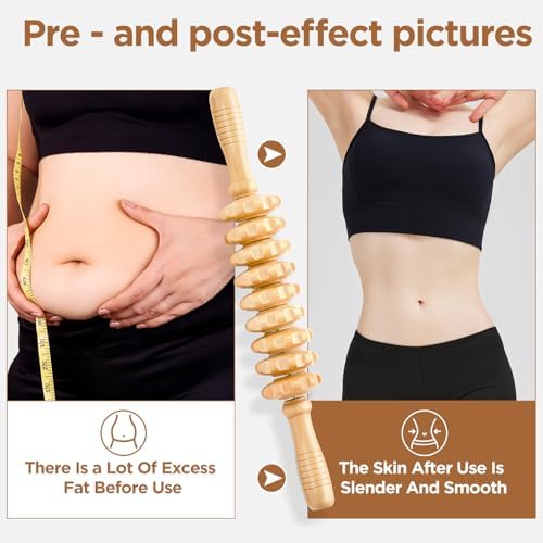 Wooden Cellulite Muscle Roller for Legs and Thighs - Handheld Fascia Blaster Tool for Muscle Relief, Lymphatic Drainage & Body Sculpting - Anti Cellulite Massager for Women and Men (9 Wheel) - Image 7