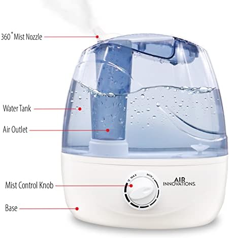 Air Innovations AI-103 Ultrasonic Cool Mist Humidifier for Bedroom – Quiet Cool Mist Diffuser with 2.5L Tank, 23-Hour Runtime, Auto Shut-Off, 360° Nozzle – Ideal for Home, Dorm, & Apartment Essentials - Image 3