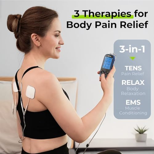 AUVON 3-in-1 TENS Unit Muscle Stimulator, 40 Levels for Gradual Pain Relief - Image 3