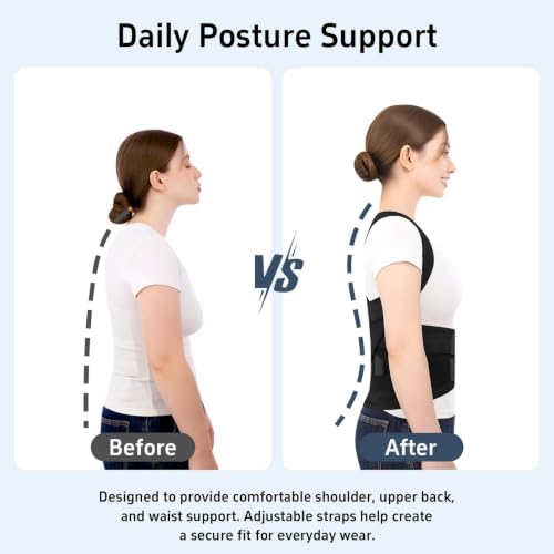 Posture Corrector for Women and Men, Back Brace with Adjustable Shoulder Brace, Full Support Waist Belt and Lumbar Panel, Spine Alignment Posture Trainer for Neck, Shoulder, Upper and Lower Back Support, Slouching and Hunchback Corrector (Black, X-Large) - Image 4