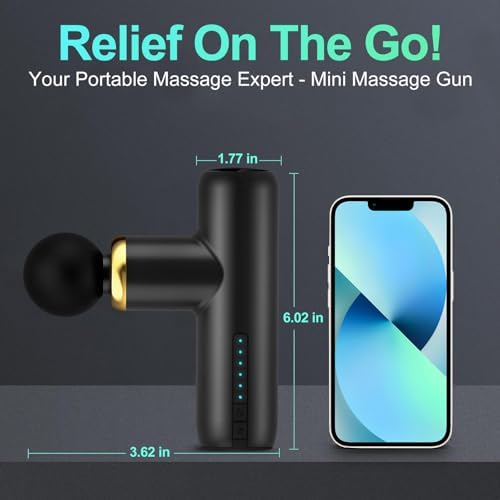Mini Massage Gun Pocket-Sized Massage Gun Deep Tissue Quiet, Portable Percussion Muscle Travel Massager Gun,Back/Neck Massager for Pain Relief Deep Tissue (Black) - Image 2