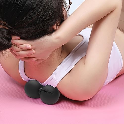 Peanut Massage Ball,Double Lacrosse Ball for Neck Sore Muscles,Medium Density Myofascial Release Massager Ball for Deep-Tissue Massage Muscle Knots Yoga Therapy(Black) - Image 2