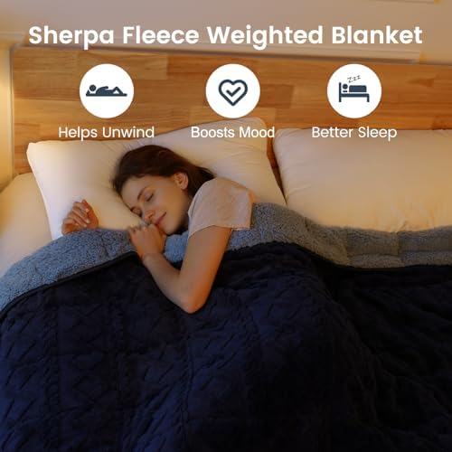 Sherpa Fleece Weighted Blanket for Adults, Dual Sided Soft, 60"x80" 20lbs - Image 2