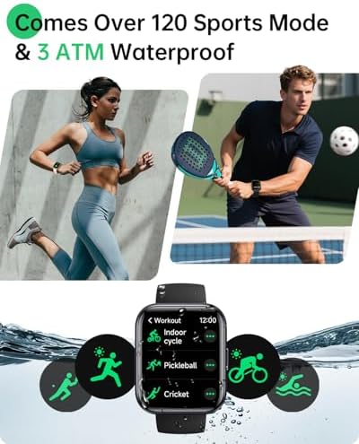 Smart Watches for Women Men, 1.83" HD Alexa Smart Watch for Android & iPhones (Calls/SMS/Reminders), Fitness Watch with Heart Rate Monitor, Sleep/Step Count Tracker, 120+ Sport Modes Pedometer Watch - Image 4