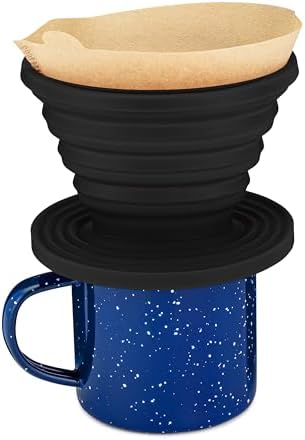 COLETTI Sierra Camping Pour Over Coffee Dripper — Collapsible Pour Over Coffee Dripper — Includes Pack of Paper Filters [Black, Pack of 1] - Image 4