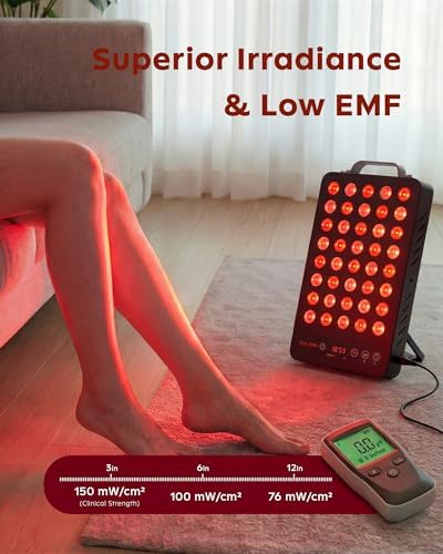 SOLRA Near Infrared Red Light Panel 660nm 850nm Dual Wavelength LED Wellness Lamp Zero EMF Beauty Device for Body Relaxation Black - Image 5