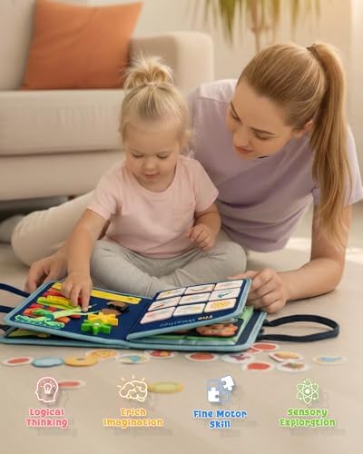 Montessori Busy Board, 8-Page Sensory Activity Toy, Dinosaur - Image 4