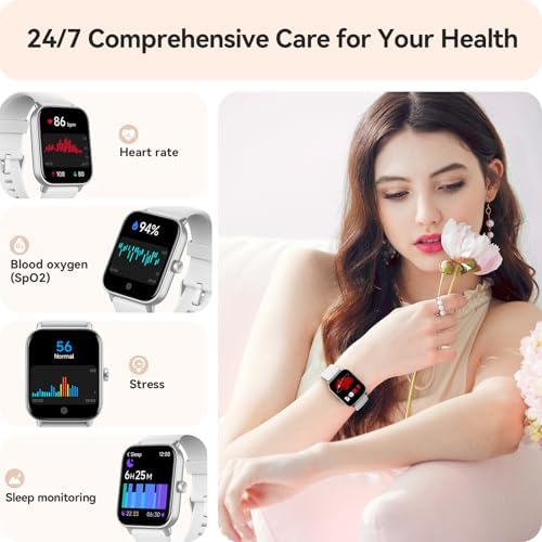 Gydom Smart Watches for Women Men [Alexa Built-in, 1.8"] Smartwatch with Heart Rate/SpO2/Sleep/Stress, 101+ Sports Modes, IP68 Waterproof, Pedometer Fitness Tracker for iOS Android Phones, White - Image 2
