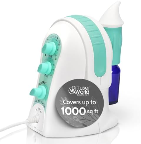 1000 Sq Ft Waterless Diffuser for Essential Oils, Made in USA Green Waterless Aroma Atomizer for Home Large Room Fragrance, Home Scent Machine, Air Aromatherapy with Adjustable Timer by DIFFUSERWORLD