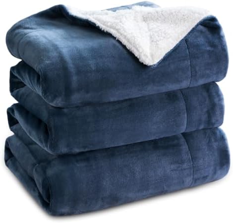 Bedsure GentleSoft Sherpa Fleece Blankets King Size for Bed, Non-Heated, Thick and Warm Throw for Women and Men, Soft Fuzzy Plush King Blanket for Winter, Slate Blue, 108x90 Inches by Unknown