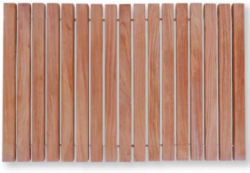 Nordic Teak 100% Solid Teak Wood String Mat - Indoor and Outdoor Use - Non-Slip Wooden Platform for Sauna, Pool, Hot Tub Flooring Decor and Protector (Natural Finish, 23.62" x 15.75") by NordicStyleTeak