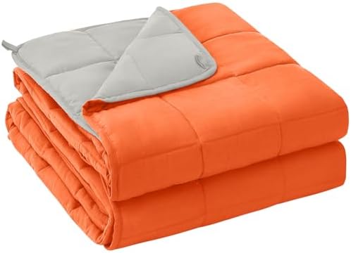 yescool Weighted Blanket for Adults (15 lbs, 48" x 72", Orange) Cooling Heavy Blanket for Sleeping Perfect for 140-160 lbs, Twin Size Breathable Blanket with Premium Glass Bead, Machine Washable by yescool