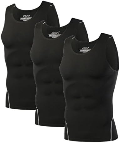 Mens 3 Pack Compression Tank Tops Sleeveless Compression Shirt by Audoc