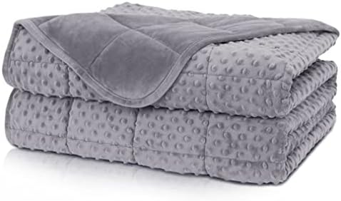 Huloo Sleep Weighted Blanket Twin 12lbs for Adult(48"×72",Gray) Breathable Soft Minky Weighted Throw Blanket for All Season,Heavy Blanket with Premium Glass Beads by HulooSleep