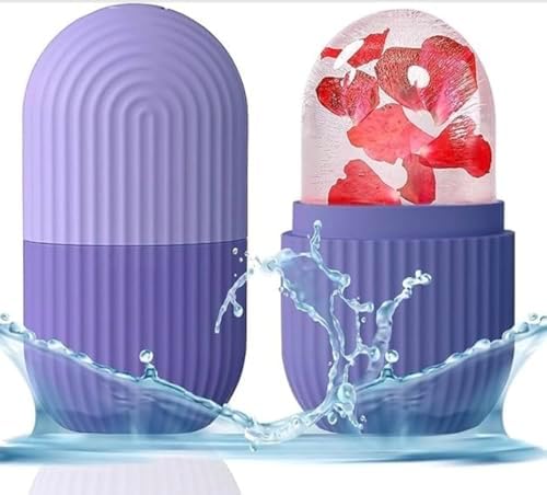 Silicone Ice Face Roller for Skin Care – Reusable Cooling Facial Ice Roller for Puffiness, Dark Circles & Soothing Skin – BPA-Free Soft Silicone Ice Mold (Purple) by Unknown