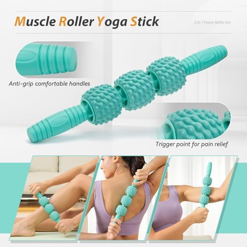 5 in1 Foam Roller Set High Density 15" Foam Roller for Muscle Recovery - Image 4