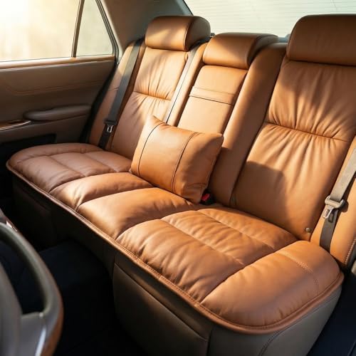 A leather rear seat cushion specially designed for cars - made by hand - can relieve pain in the buttocks, pressure points, and sciatic nerve. | Rear seat cover (Red Flag Brown, Rear Seat Cushion) by CORRIDOR