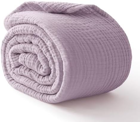 100% Cotton Muslin Blanket 50" x 60", Breathable and Lightweight Cotton Throw Blankets for Couch, Soft Cooling Summer Gauze Blanket for Adults All Season, Lavender by Kozyhvn