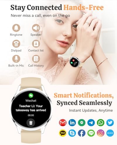 Smart Watch Fitness Tracker for iPhone Android for Women Men, Activity Tracker with Calorie & Step Counter, 150+ Sports, Daily Workout & Sleep Monitor，IP68 Waterproof Smartwatch (Gold) - Image 4