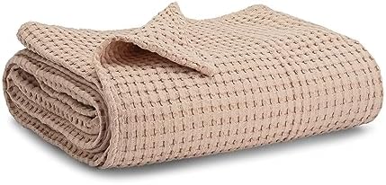 Comfy Cubs Waffle Weave Baby Blanket - 40” x 40” Cotton Blanket with Textured Design - Lightweight Swaddle for Bed, Crib, Stroller, or Couch - Soft and Cozy Cover for Toddlers, Boys & Girls - Blush by ComfyCubs