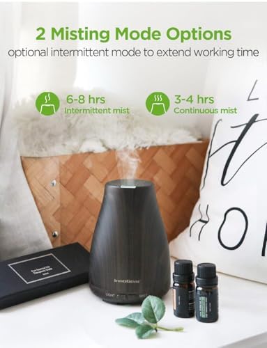 InnoGear 100ml Essential Oil Diffuser for Home with 6 Oils Gift Set, Brown - Image 3