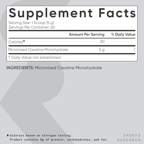 Sports Research® Creatine Monohydrate Powder 5g, Unflavored (60 Servings) - Image 5
